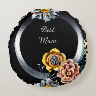 Gepersonaliseerd Beste Mum Floral Rond Kussen
