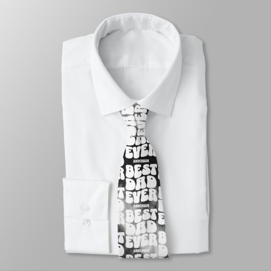 Gepersonaliseerd Beste Papa Ooit Zwart Tie Dye Str Stropdas (Gebonden)