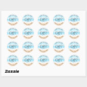 Gepersonaliseerd Bewaar de datum Kustbruiloft Ronde Sticker (Vel)