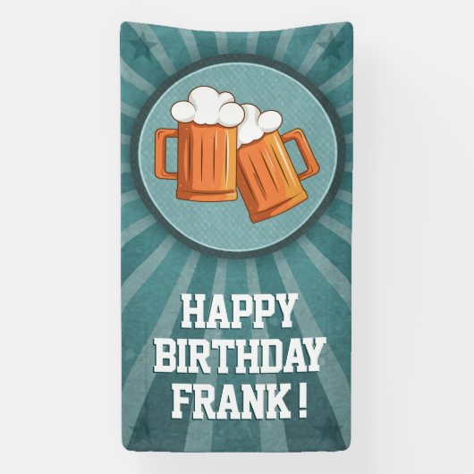 Gepersonaliseerd bier Gelukkige Verjaardag Spandoek (Verticaal)