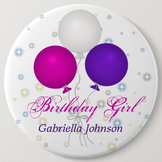 Gepersonaliseerd: Birthday Girl Button (Voorkant)
