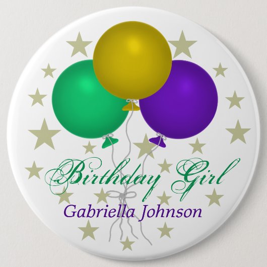Gepersonaliseerd: Birthday Girl Button (Voorkant)