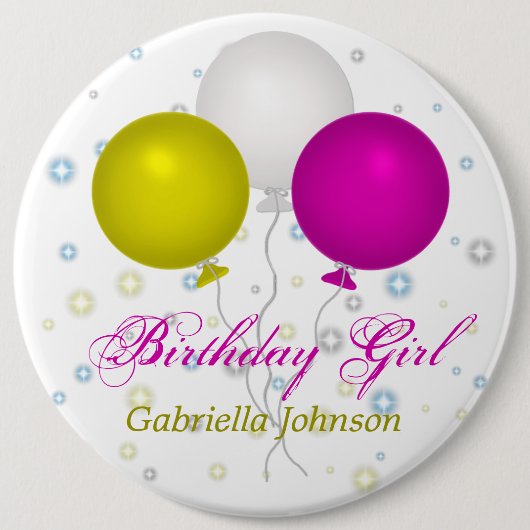 Gepersonaliseerd: Birthday Girl Button (Voorkant)