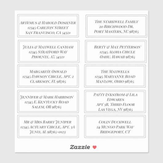 Gepersonaliseerd blad van 10 Adresetiketten Sticker (Vel)