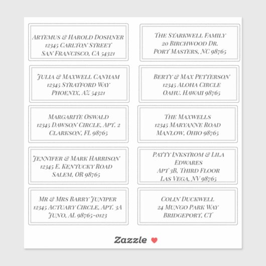 Gepersonaliseerd blad van 10 Adresetiketten Sticker (Vel)