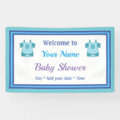 Gepersonaliseerd blauw Baby shower Spandoek (Horizontaal)