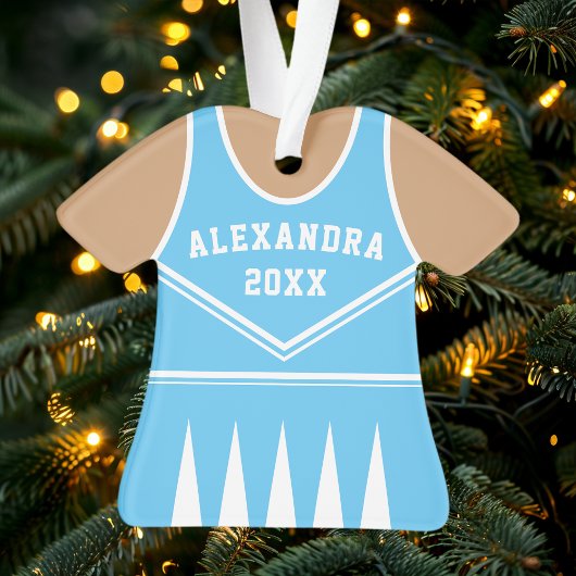 Gepersonaliseerd blauw cheerleader uniform ornament
