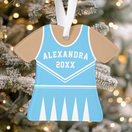 Gepersonaliseerd blauw cheerleader uniform ornament