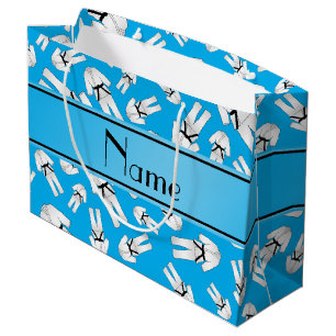 Gepersonaliseerd blauw de karatepatroon van de groot cadeauzakje