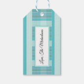 Gepersonaliseerd blauw en Blauwgroen Gecontroleerd Cadeaulabel (Achterkant)