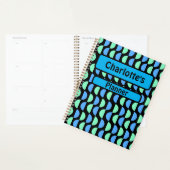 Gepersonaliseerd blauw en groen patroon planner (Display)