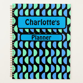 Gepersonaliseerd blauw en groen patroon planner