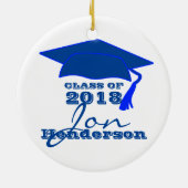 Gepersonaliseerd blauw en wit Afstuderen Keramisch Ornament (Achterkant)