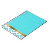 Gepersonaliseerd blauw en wit Geometrisch en Goud Notitieboek (Linkerzijde)