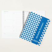 Gepersonaliseerd blauw en wit Geruit 2024 Planner (Display)