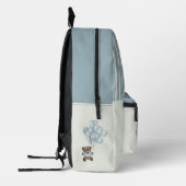 Gepersonaliseerd blauw en wit gestreept beer bedrukte rugzak (Links)