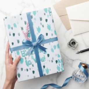 Gepersonaliseerd Blauw Grijs Verjaardag Abstract G Cadeaupapier