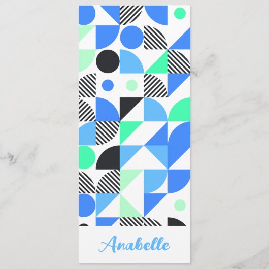 Gepersonaliseerd blauw groen geometrisch Bladwijze (Voorkant)