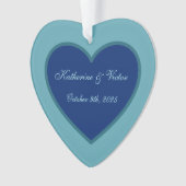 Gepersonaliseerd blauw hart Ornament (voorkant)