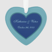 Gepersonaliseerd blauw hart Ornament (voorkant)