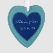 Gepersonaliseerd blauw hart Ornament (voorkant)