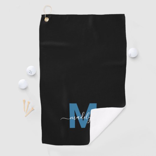 Gepersonaliseerd blauw Initiaal naam monogram Golfhanddoek (Insitu)