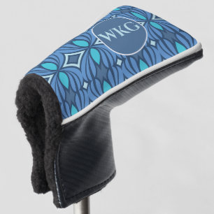 Gepersonaliseerd Blauw Monogram Blade Putter Head  Golfheadcover