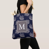 Gepersonaliseerd blauw monogram schrijfmachine draagtas (Dichtbij)