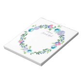 Gepersonaliseerd blauw paarse bloemenwaterverf Not Notitieblok (Gedraaid)