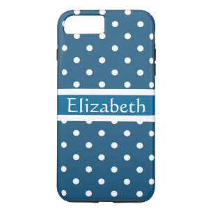 Gepersonaliseerd blauw-poolpuntenpatroon iPhone 8 plus / 7 plus hoesje