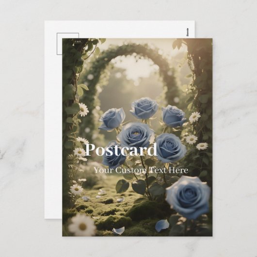 Gepersonaliseerd blauw Roos – Uniek Jubileum Liefd Feestdagenkaart (Voorkant / Achterkant)