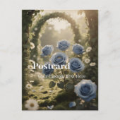 Gepersonaliseerd blauw Roos – Uniek Jubileum Liefd Feestdagenkaart (Voorkant)