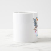 Gepersonaliseerd Blauw Vierkant Bloem Grens Monogr Extra Grote Beker (Voorkant)