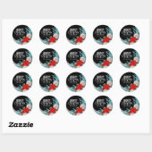 Gepersonaliseerd BLAUW Zwart Rood VROLIJK KERSTFEE Ronde Sticker (Vel)