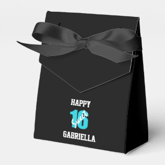 Gepersonaliseerd Blauw Zwart Zoet 16 Lint Favor Bo Bedankdoosjes