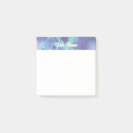 Gepersonaliseerd Blauwe groene waterverf Post-it® Notes
