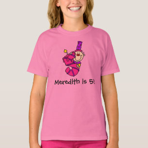 Gepersonaliseerd blauwe kaars 5-jarig T-shirt