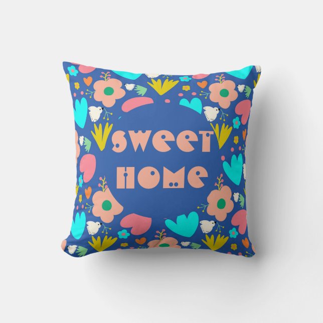 Gepersonaliseerd blauwe tuin kussen (Voorkant)