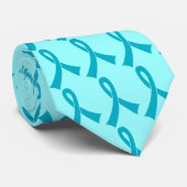 Gepersonaliseerd Blauwgroen bewustmakingslint Stropdas (Opgerold)