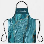 Gepersonaliseerd Blauwgroen Blue Agate Schort (Voorkant)