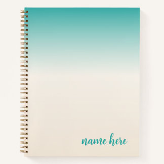 Gepersonaliseerd Blauwgroen en Beige Notitieboek