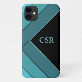 Gepersonaliseerd Blauwgroen en zwart iPhone 11 Hoesje