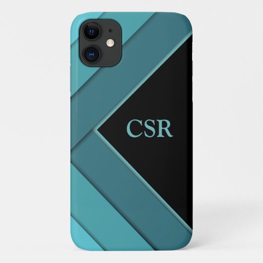 Gepersonaliseerd Blauwgroen en zwart Case-Mate iPhone Case (Achterkant)