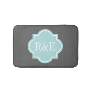 Gepersonaliseerd blauwgroen monogram van quatrefol badmat
