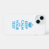 Gepersonaliseerd BLIJF KALM en UW TEKST iPhone 15 Hoesje (Achterkant horizontaal)