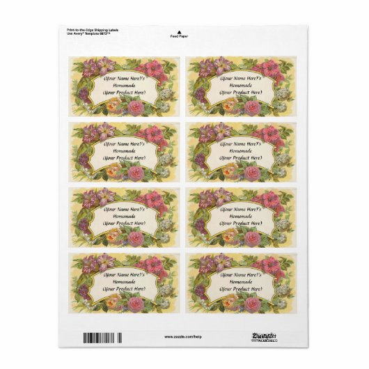 Gepersonaliseerd bloemenkaarsenblik of kaarsenlab etiket (Full Sheet)