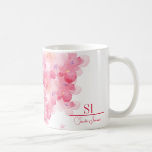 Gepersonaliseerd bloemenmonogram Mok Aangepaste