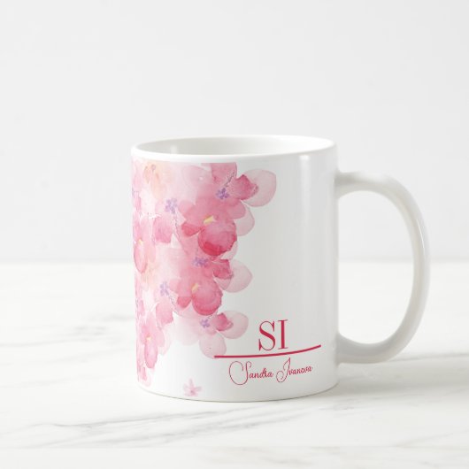 Gepersonaliseerd bloemenmonogram Mok | Aangepaste  (Rechts)