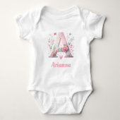 Gepersonaliseerd bloemmonogram Baby Bodysuit (Voorkant)