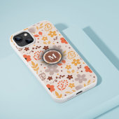 Gepersonaliseerd bloemmotief met monogram naam Case-Mate iPhone case
